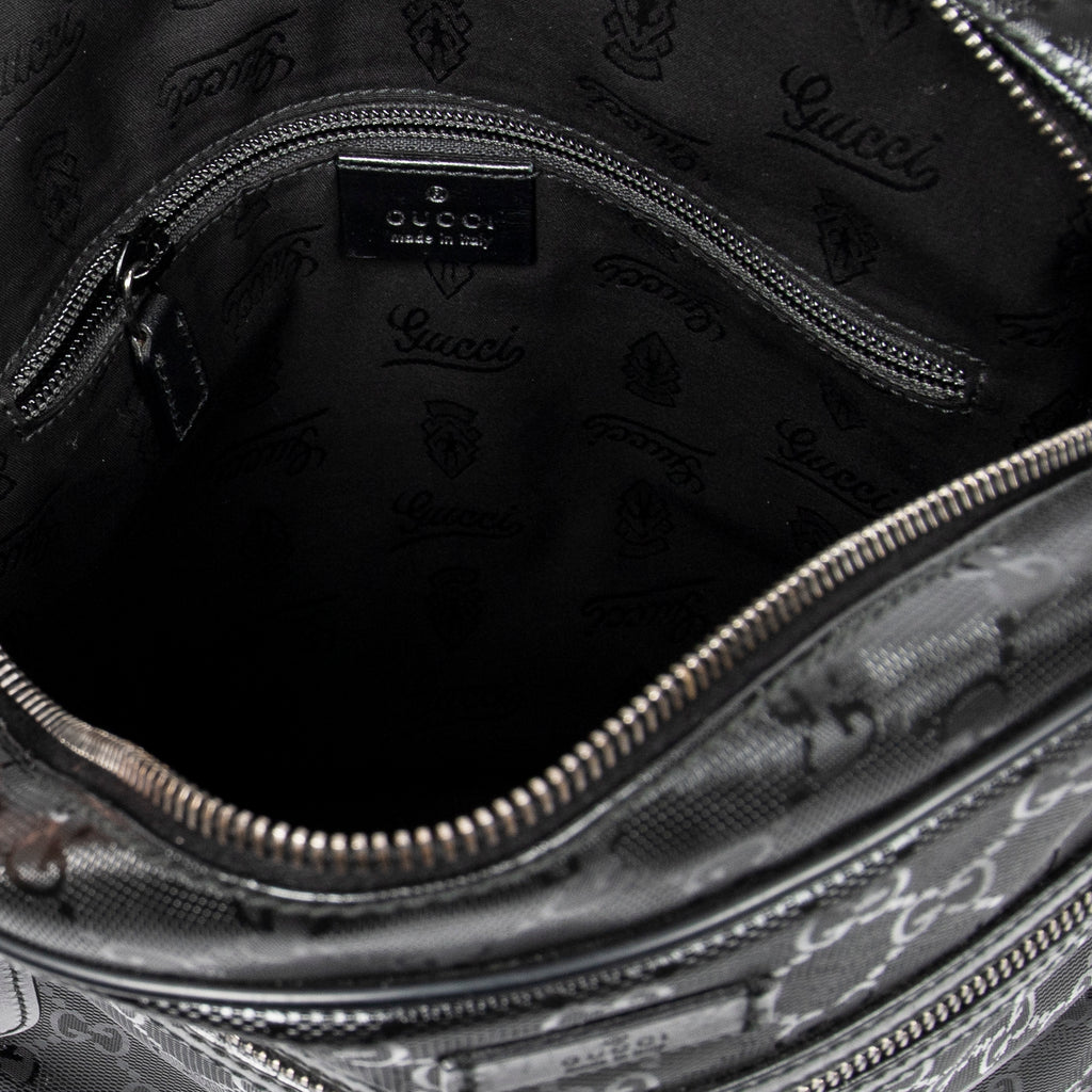 Shoulder Bag Square Zip Messenger Bag Black Guccissima Imprint Coated Canvas