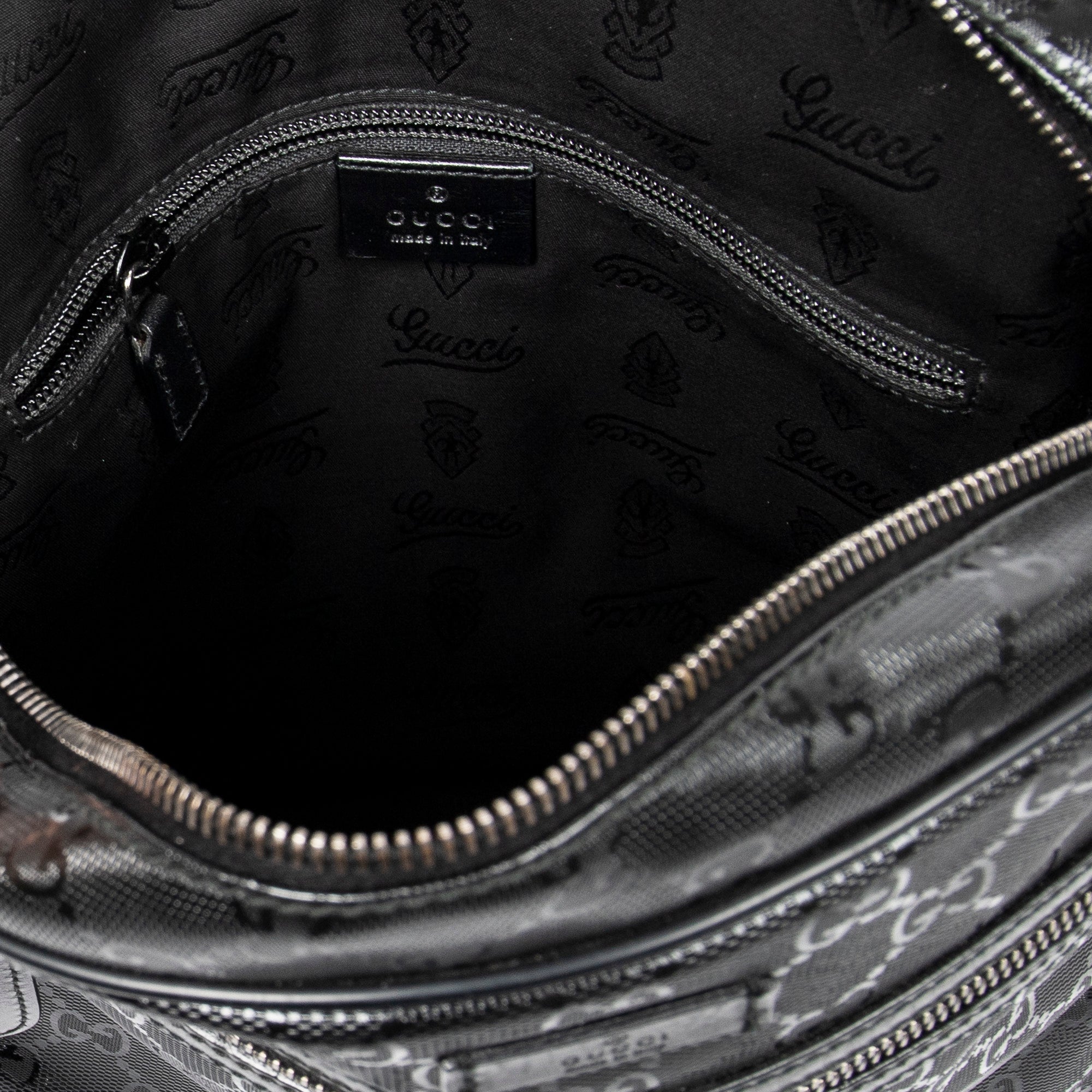 Shoulder Bag Square Zip Messenger Bag Black Guccissima Imprint Coated Canvas