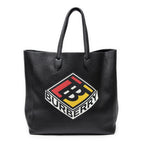 Shoulder Bag Large Kane Logo Tote Black Logo Print Grained Leather