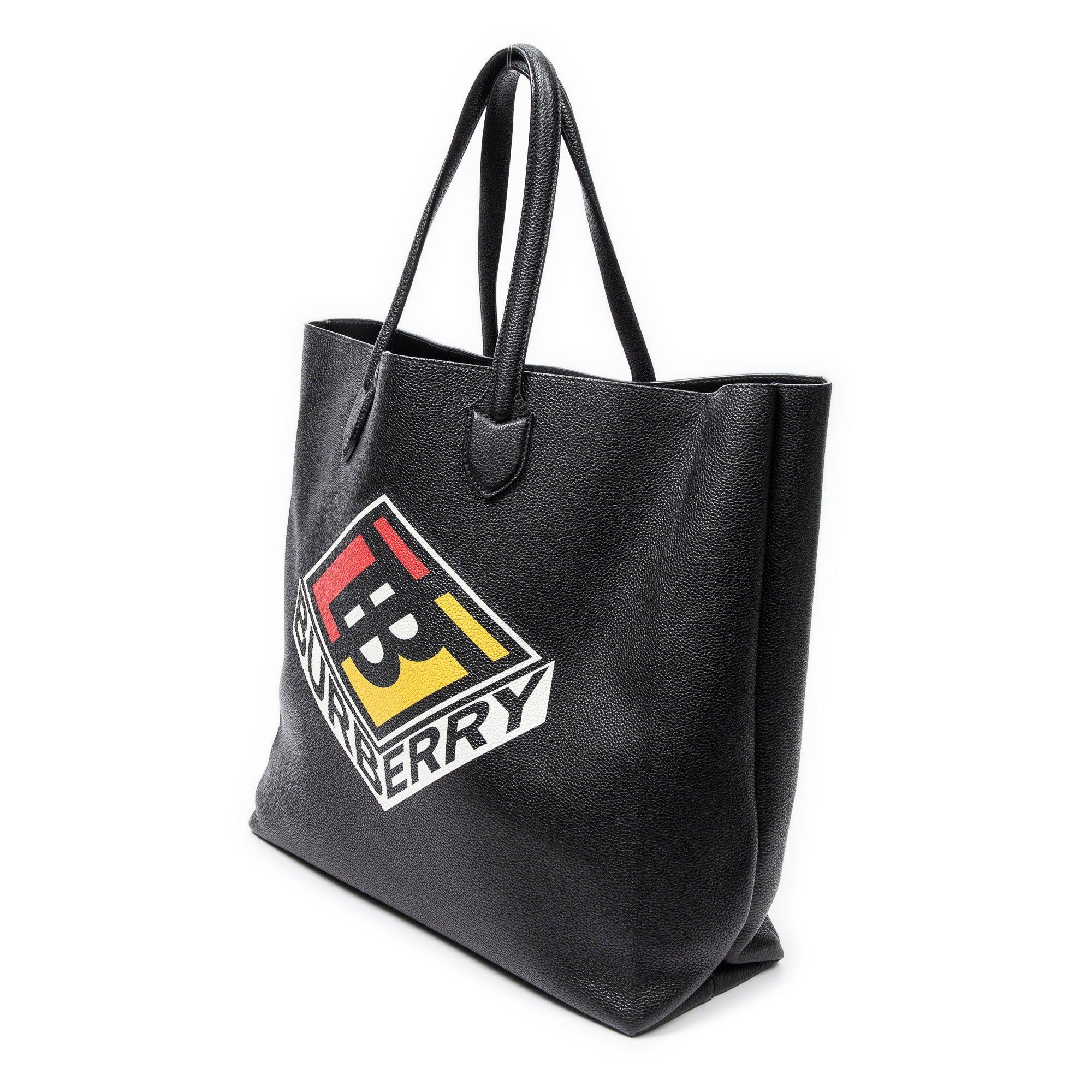Shoulder Bag Large Kane Logo Tote Black Logo Print Grained Leather