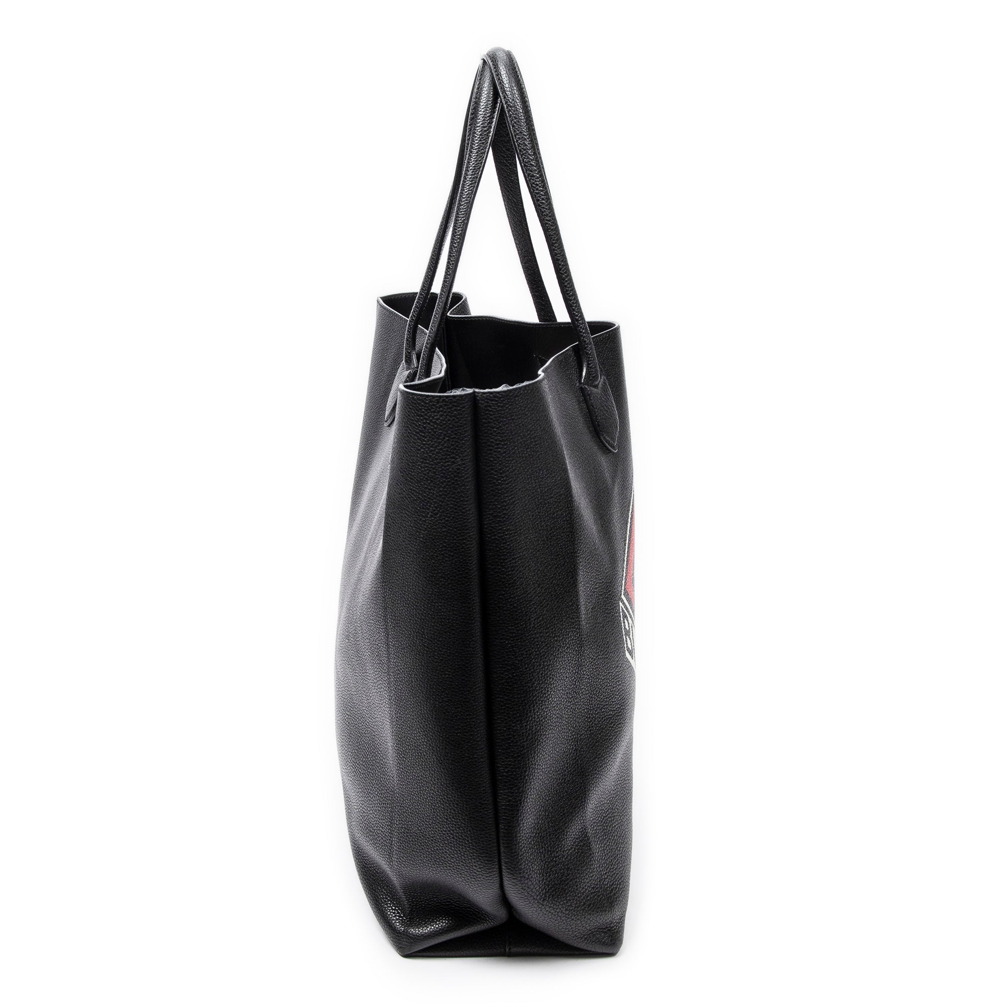 Shoulder Bag Large Kane Logo Tote Black Logo Print Grained Leather