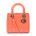 Shoulder Bag Medium Lady Dior Orange Cannage Patent Leather