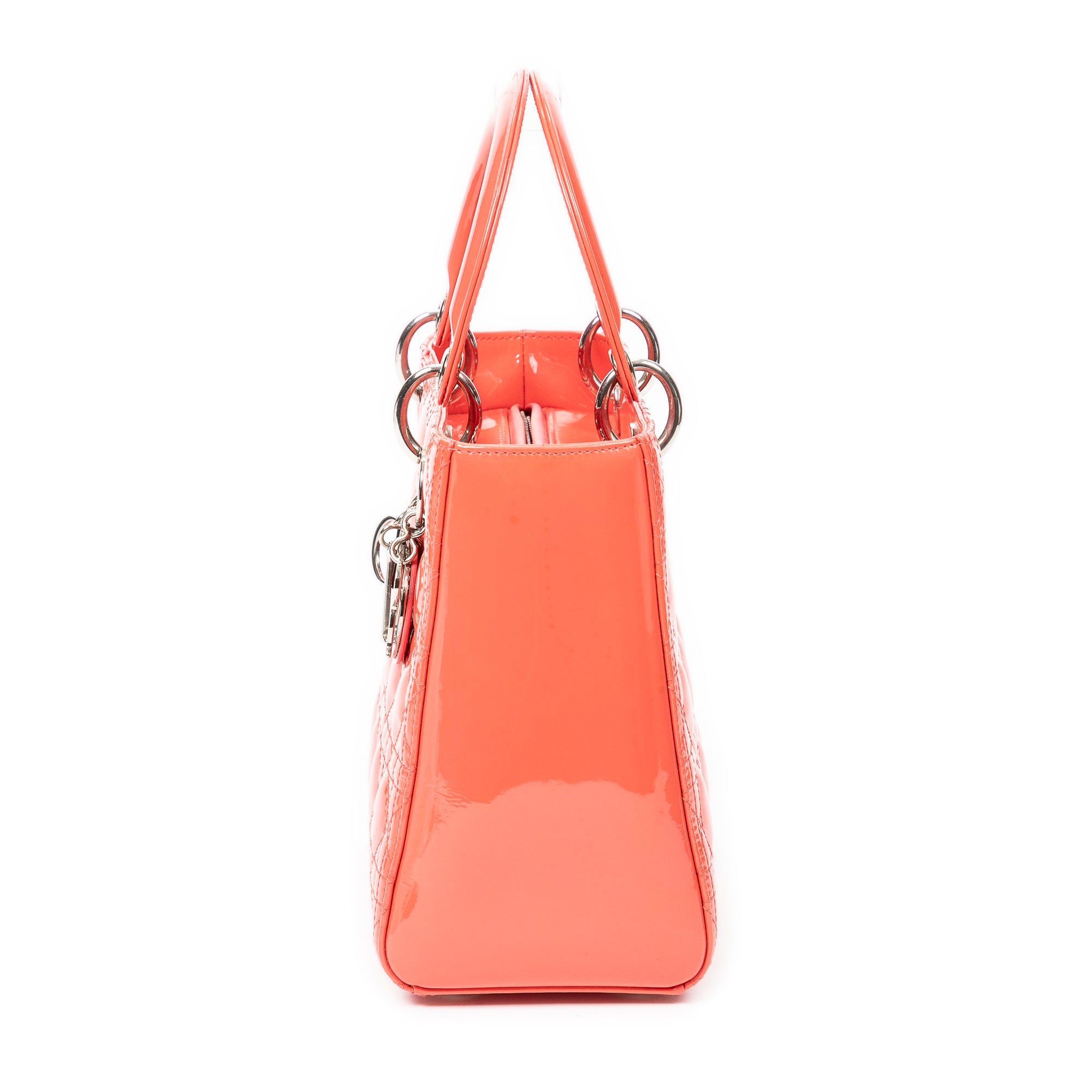 Shoulder Bag Medium Lady Dior Orange Cannage Patent Leather