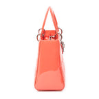 Shoulder Bag Medium Lady Dior Orange Cannage Patent Leather