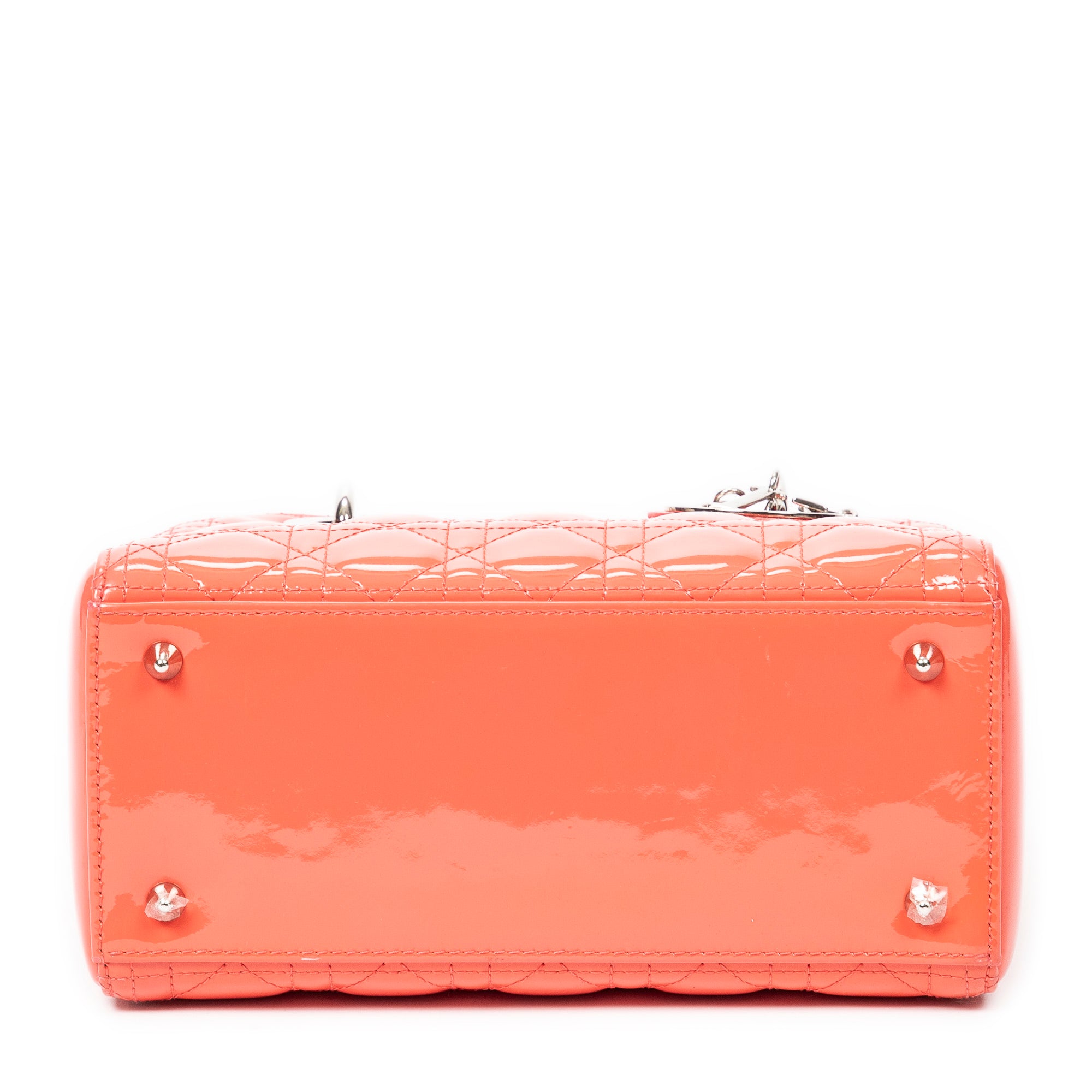 Shoulder Bag Medium Lady Dior Orange Cannage Patent Leather