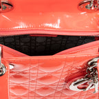 Shoulder Bag Medium Lady Dior Orange Cannage Patent Leather
