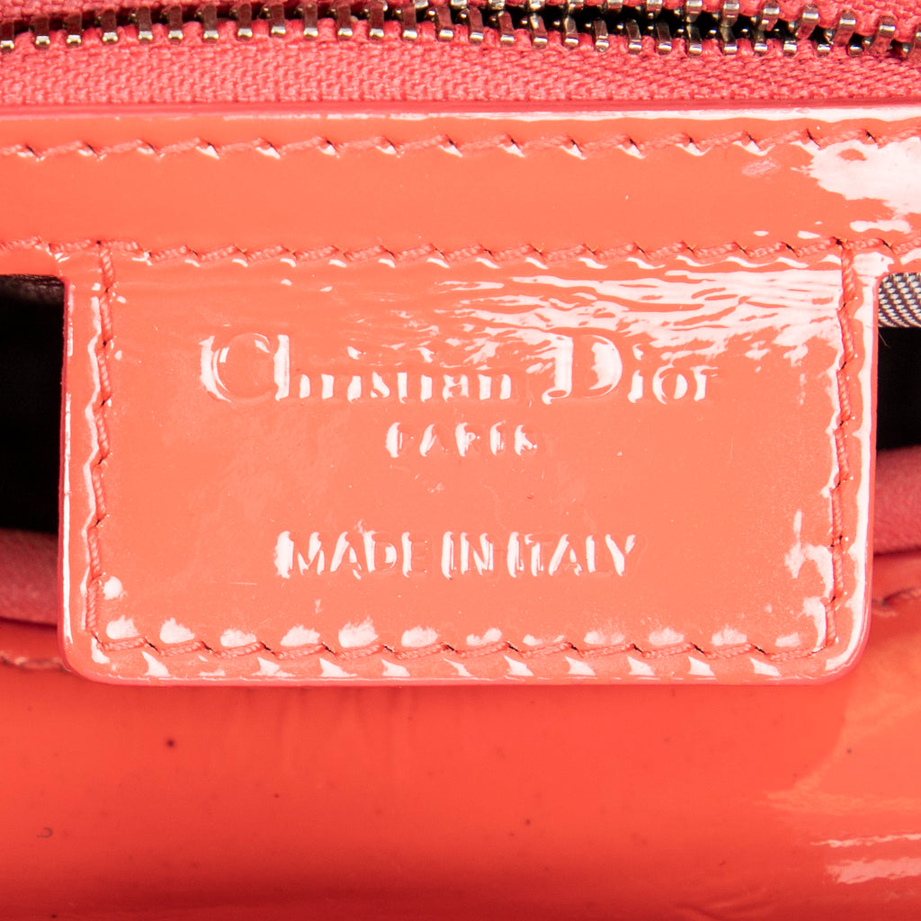 Shoulder Bag Medium Lady Dior Orange Cannage Patent Leather