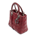 Shoulder Bag Medium Lady Dior Dark Red Cannage Calfskin Leather