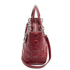 Shoulder Bag Medium Lady Dior Dark Red Cannage Calfskin Leather