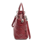 Shoulder Bag Medium Lady Dior Dark Red Cannage Calfskin Leather