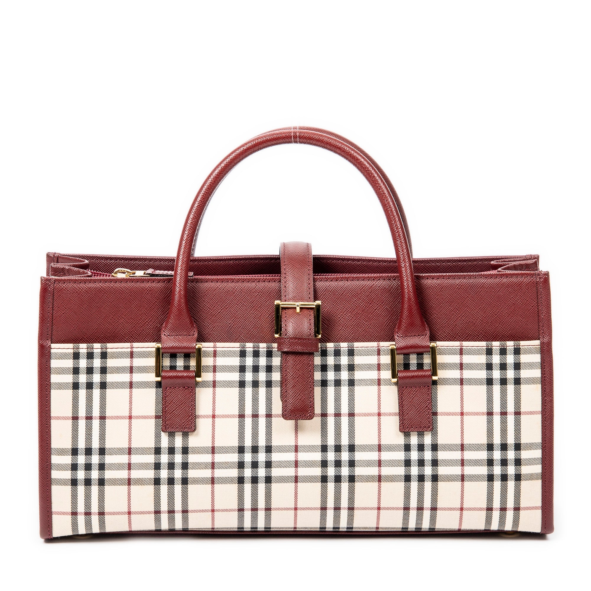 Handbag Rectangular Tote Beige Nova Check Canvas