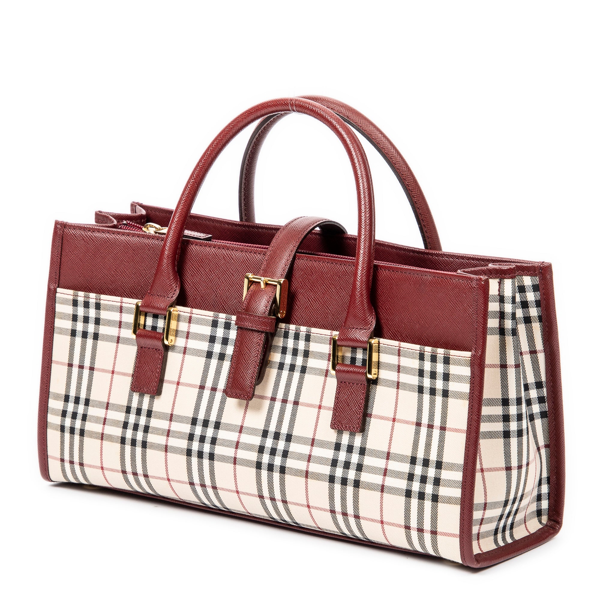 Handbag Rectangular Tote Beige Nova Check Canvas