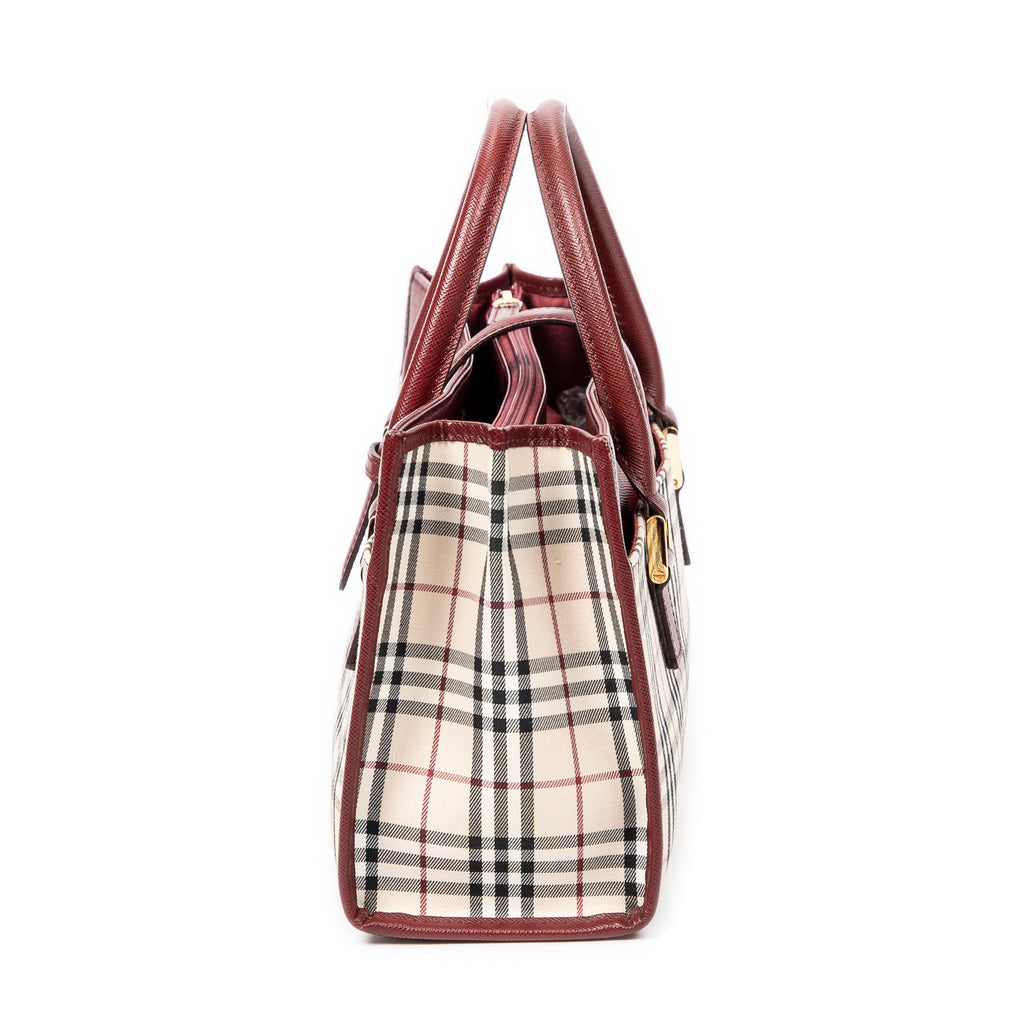 Handbag Rectangular Tote Beige Nova Check Canvas