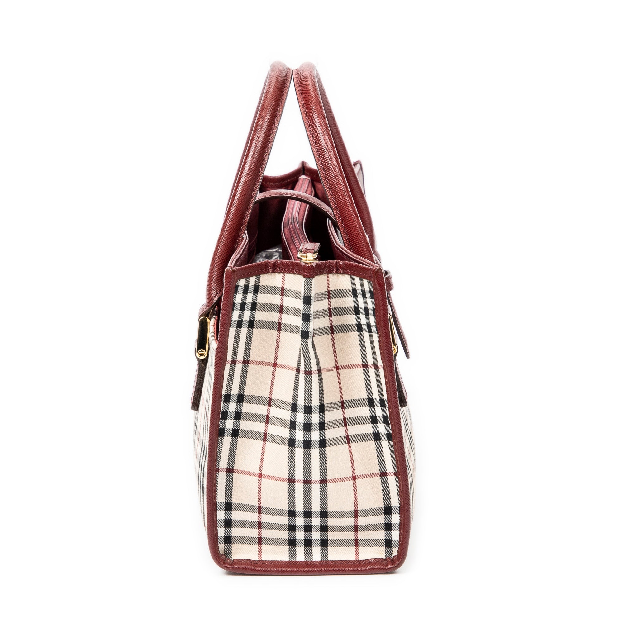 Handbag Rectangular Tote Beige Nova Check Canvas