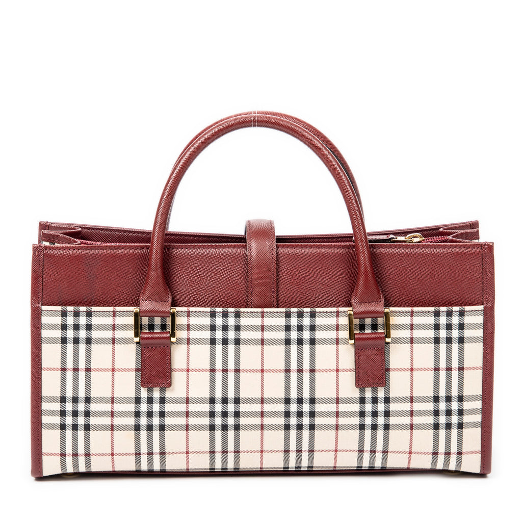 Handbag Rectangular Tote Beige Nova Check Canvas