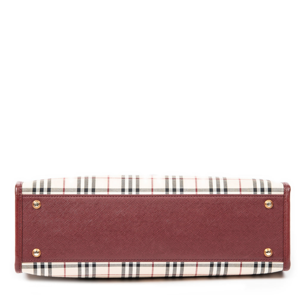 Handbag Rectangular Tote Beige Nova Check Canvas