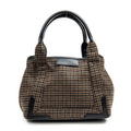 Shoulder Bag Small Navy Cabas Brown Wool Canvas