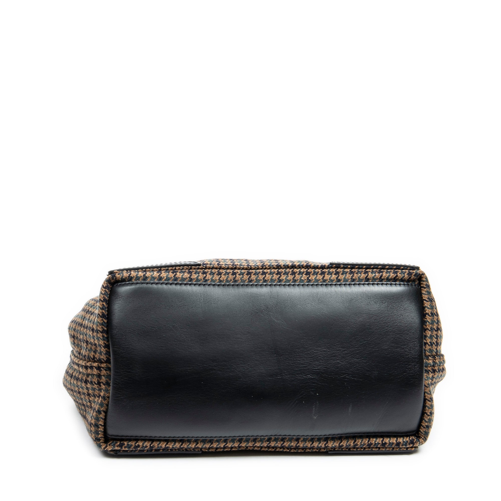 Shoulder Bag Small Navy Cabas Brown Wool Canvas