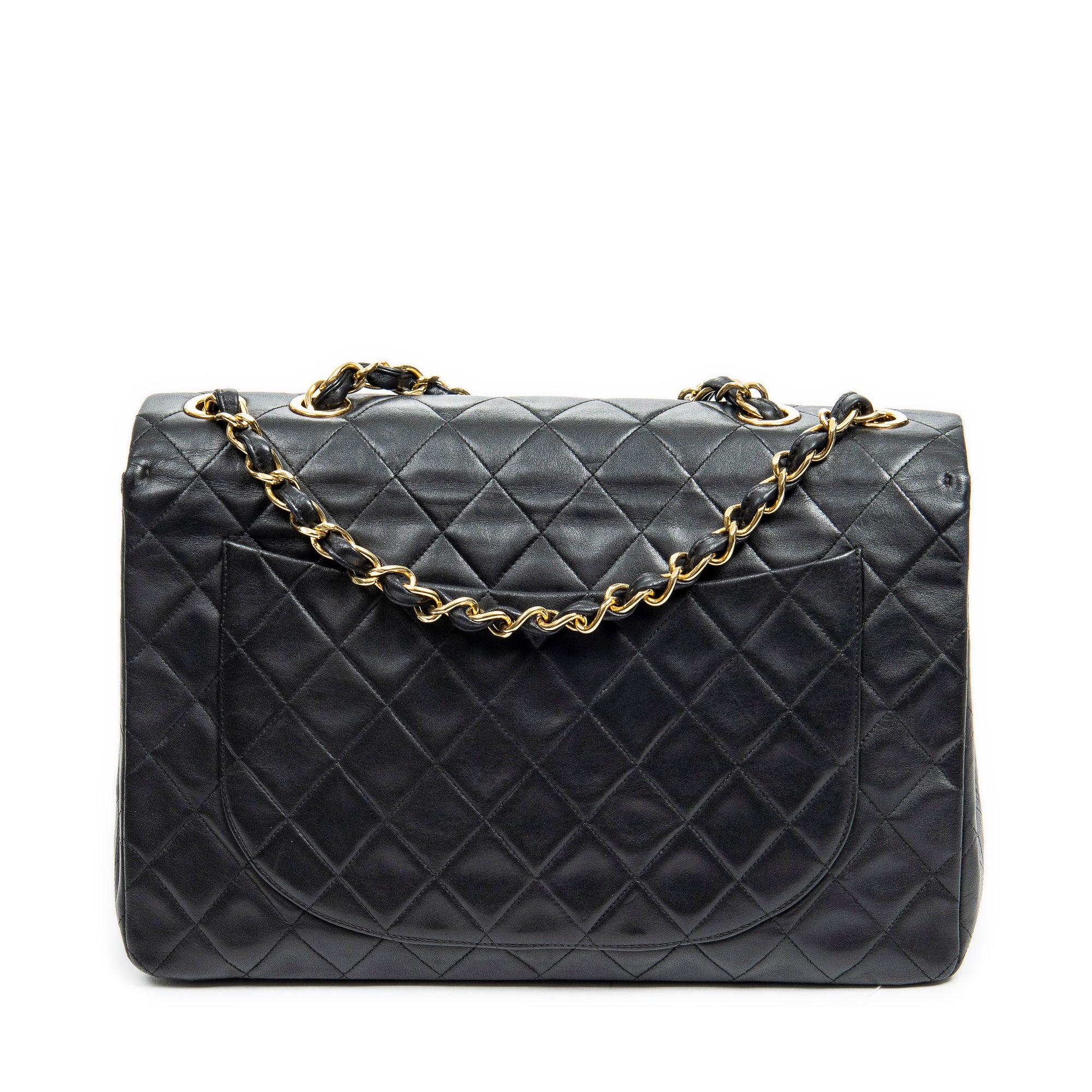Shoulder Bag Classic Maxi Jumbo XL Flap Black Quilted Lambskin Leather