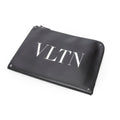 Handbag VLTN Studs Document Case Black Logo Print Smooth Leather