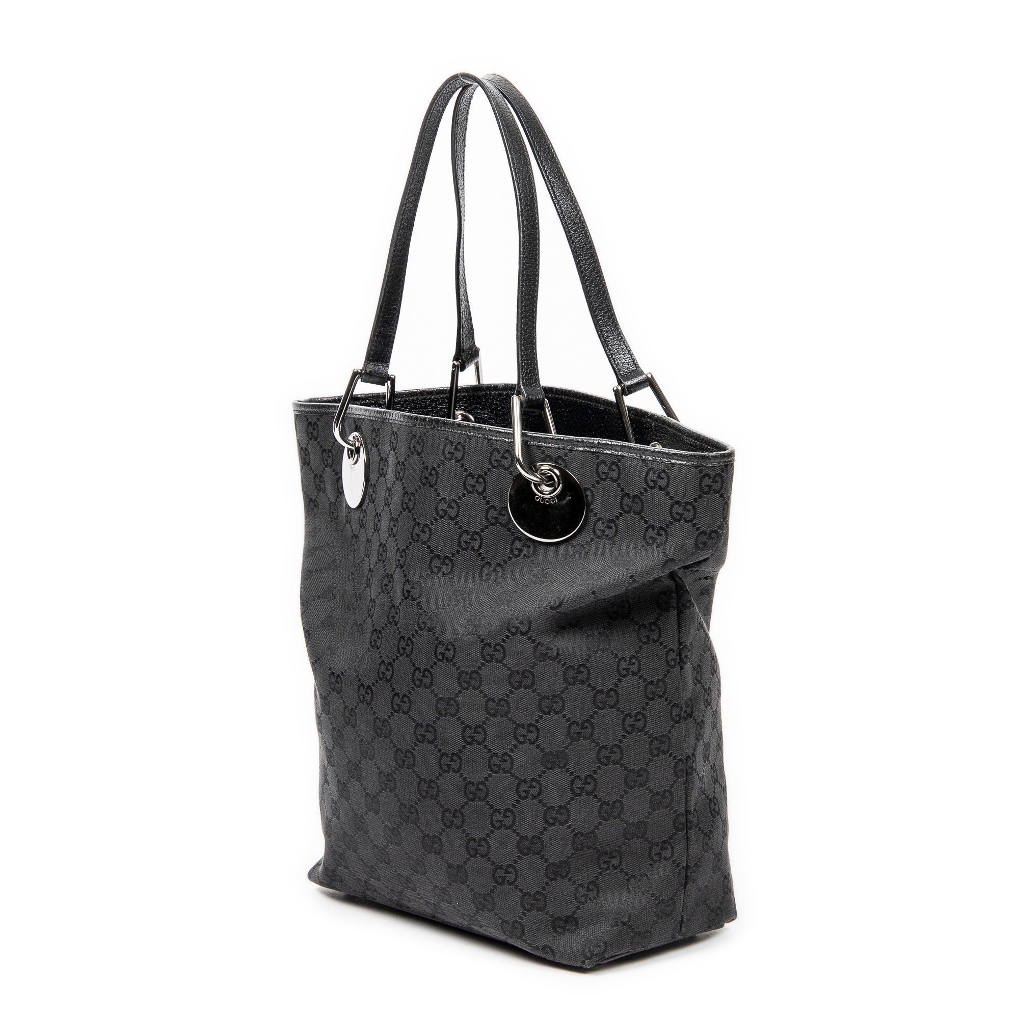 Shoulder Bag Eclipse Bucket Tote Black Monogrammed Canvas