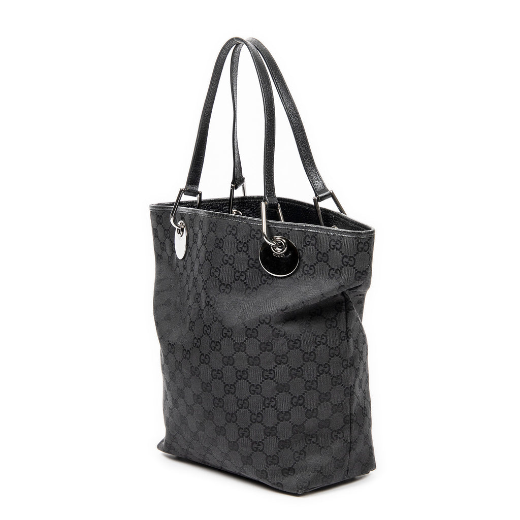 Shoulder Bag Eclipse Bucket Tote Black Monogrammed Canvas