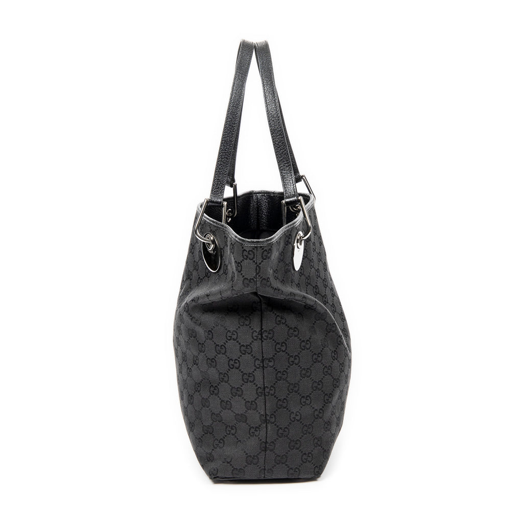 Shoulder Bag Eclipse Bucket Tote Black Monogrammed Canvas