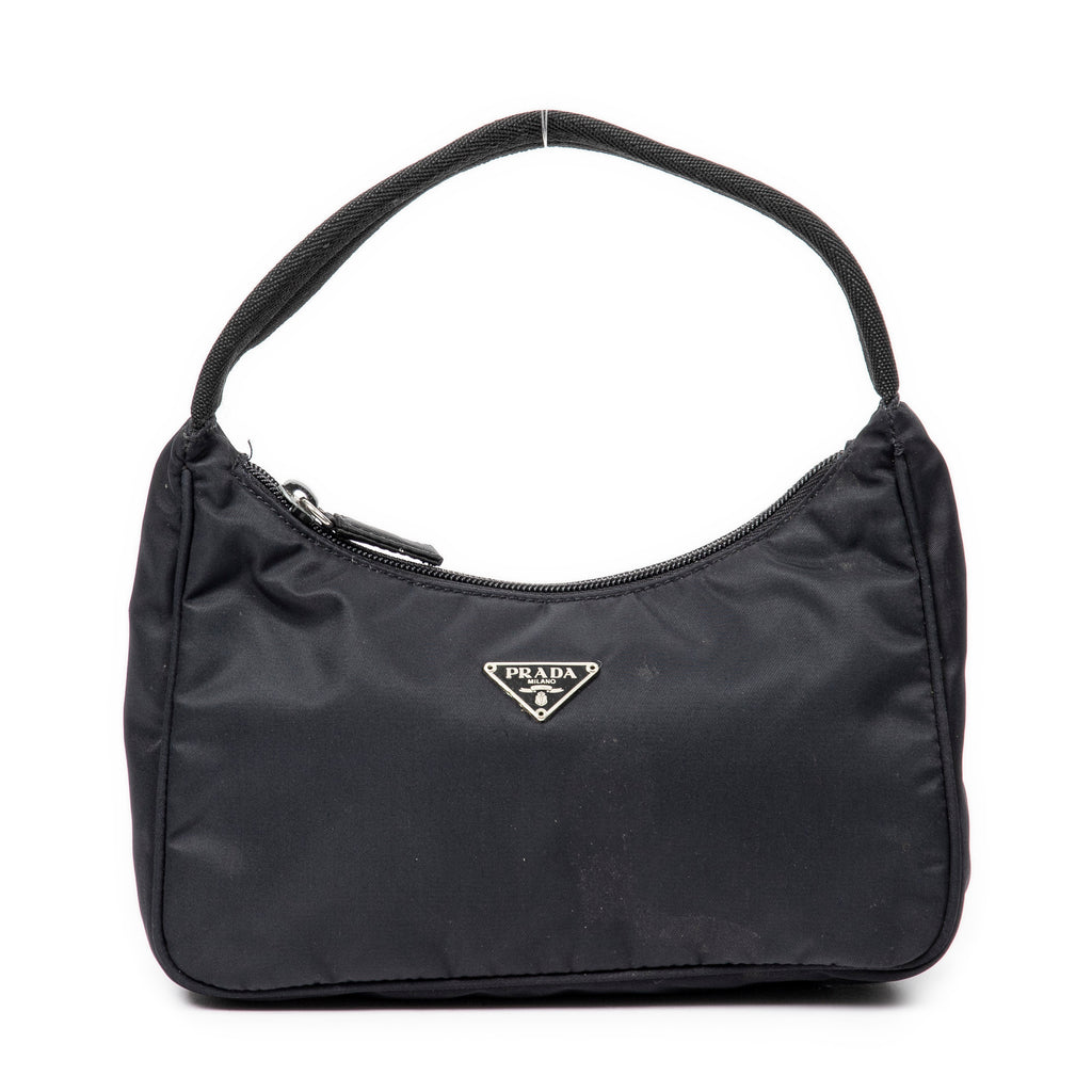 Handbag Vintage Mini Zip Hobo Black Nylon Canvas