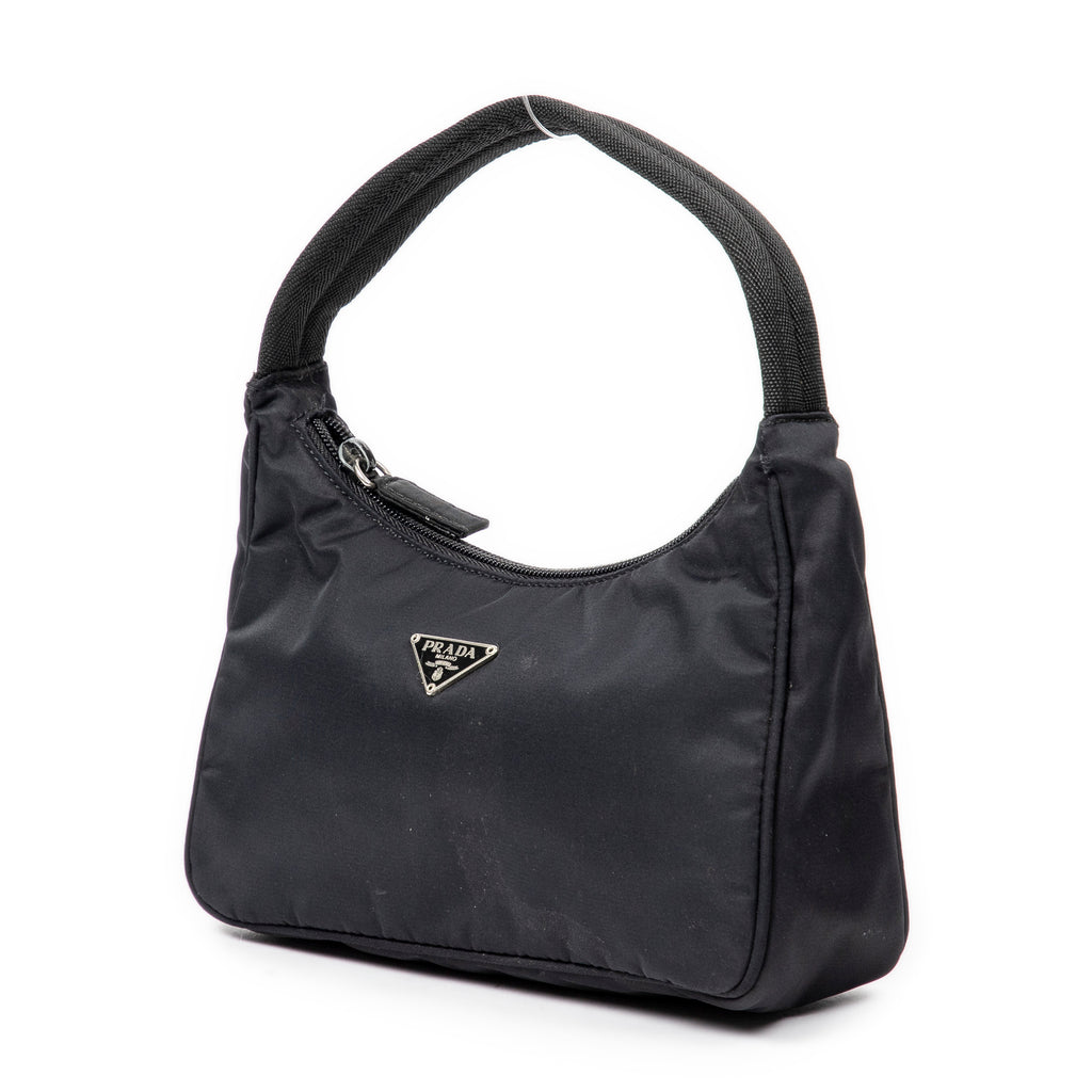Handbag Vintage Mini Zip Hobo Black Nylon Canvas