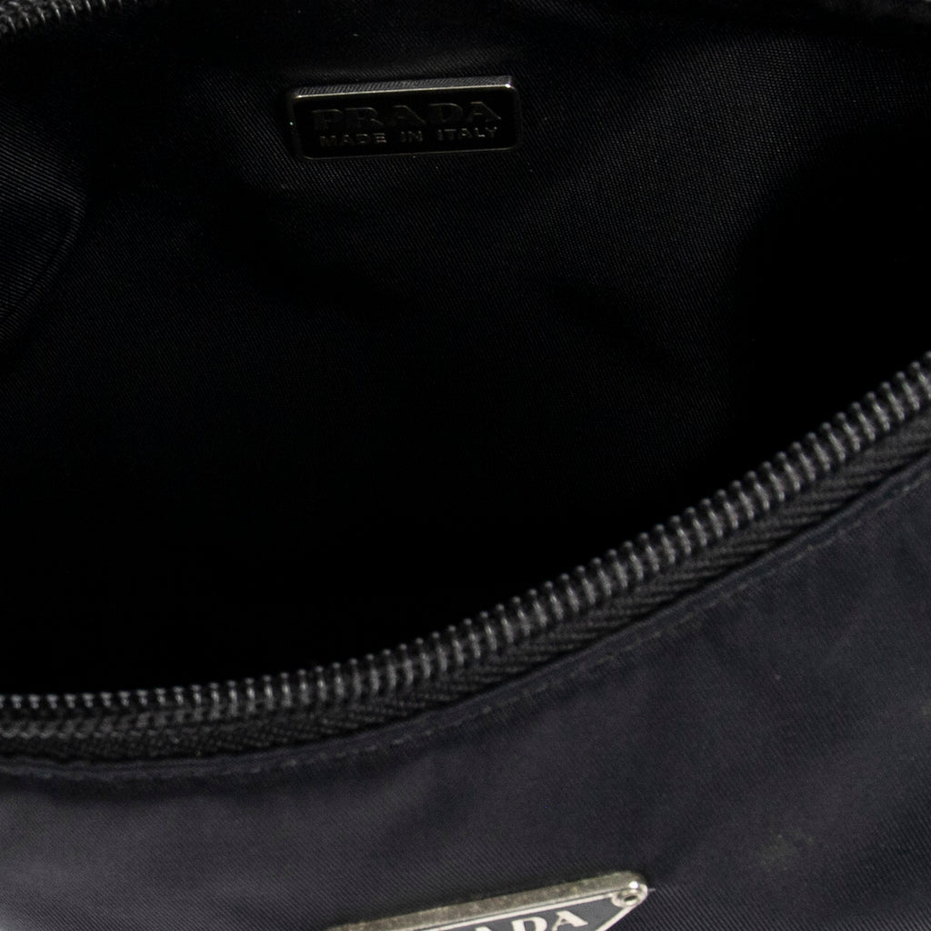 Handbag Vintage Mini Zip Hobo Black Nylon Canvas