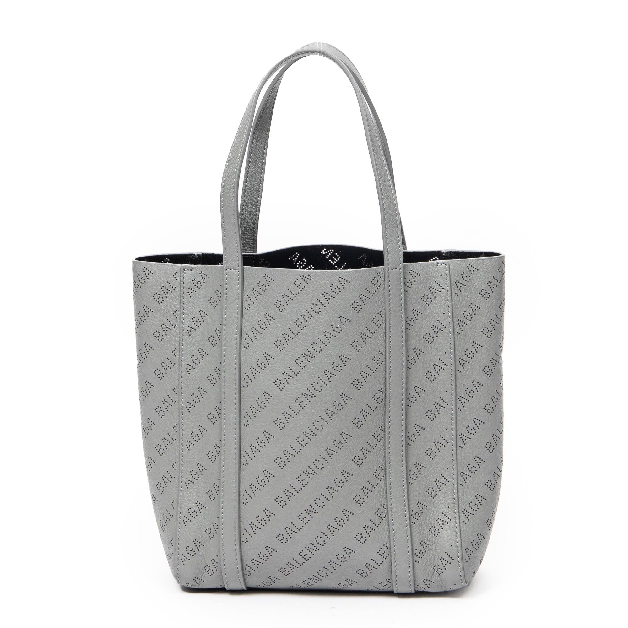 Bolso de hombro XXS Everyday Tote Piel gris con logo perforado