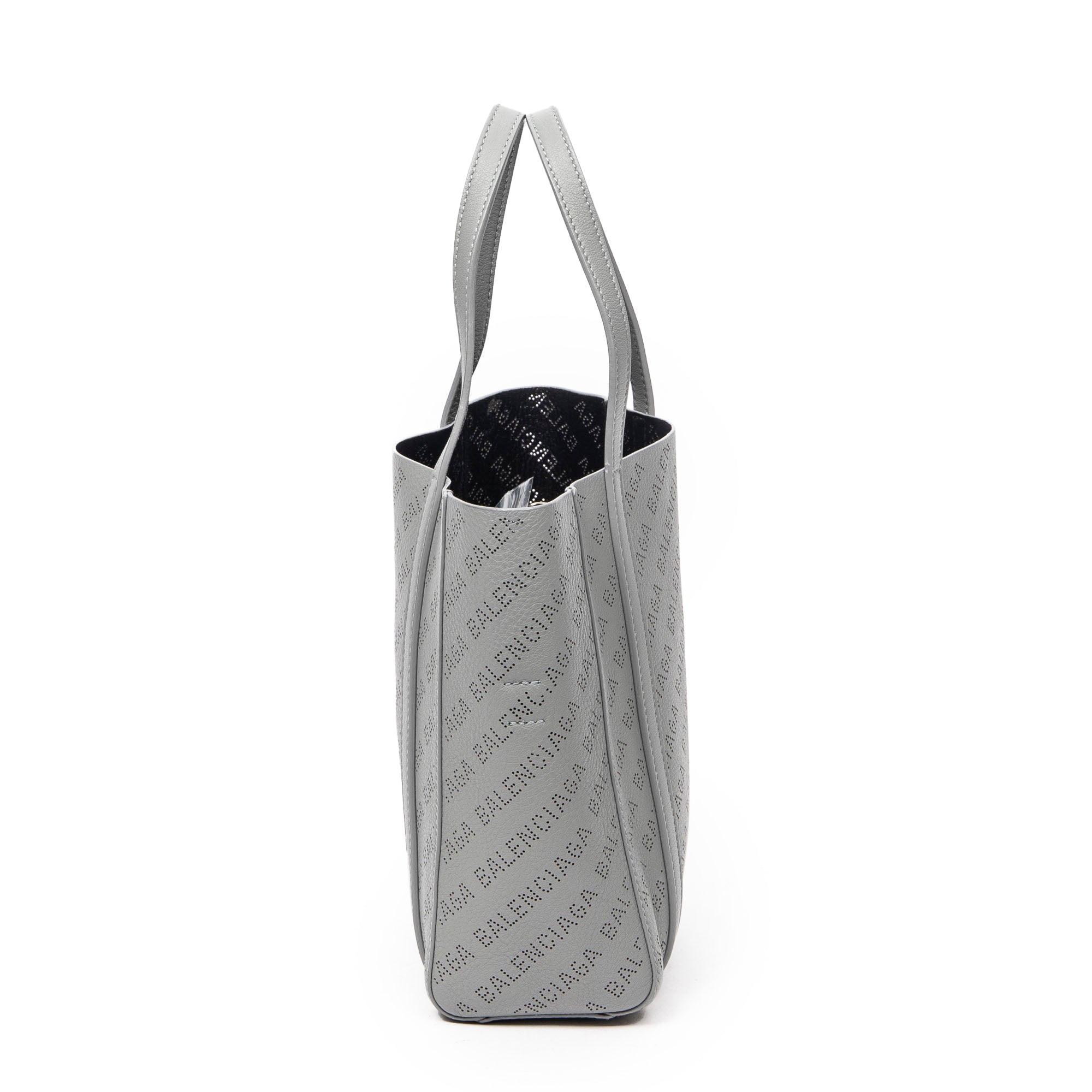 Bolso de hombro XXS Everyday Tote Piel gris con logo perforado