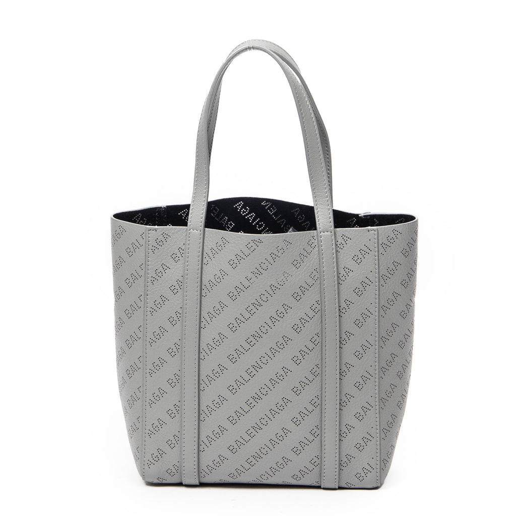 Bolso de hombro XXS Everyday Tote Piel gris con logo perforado