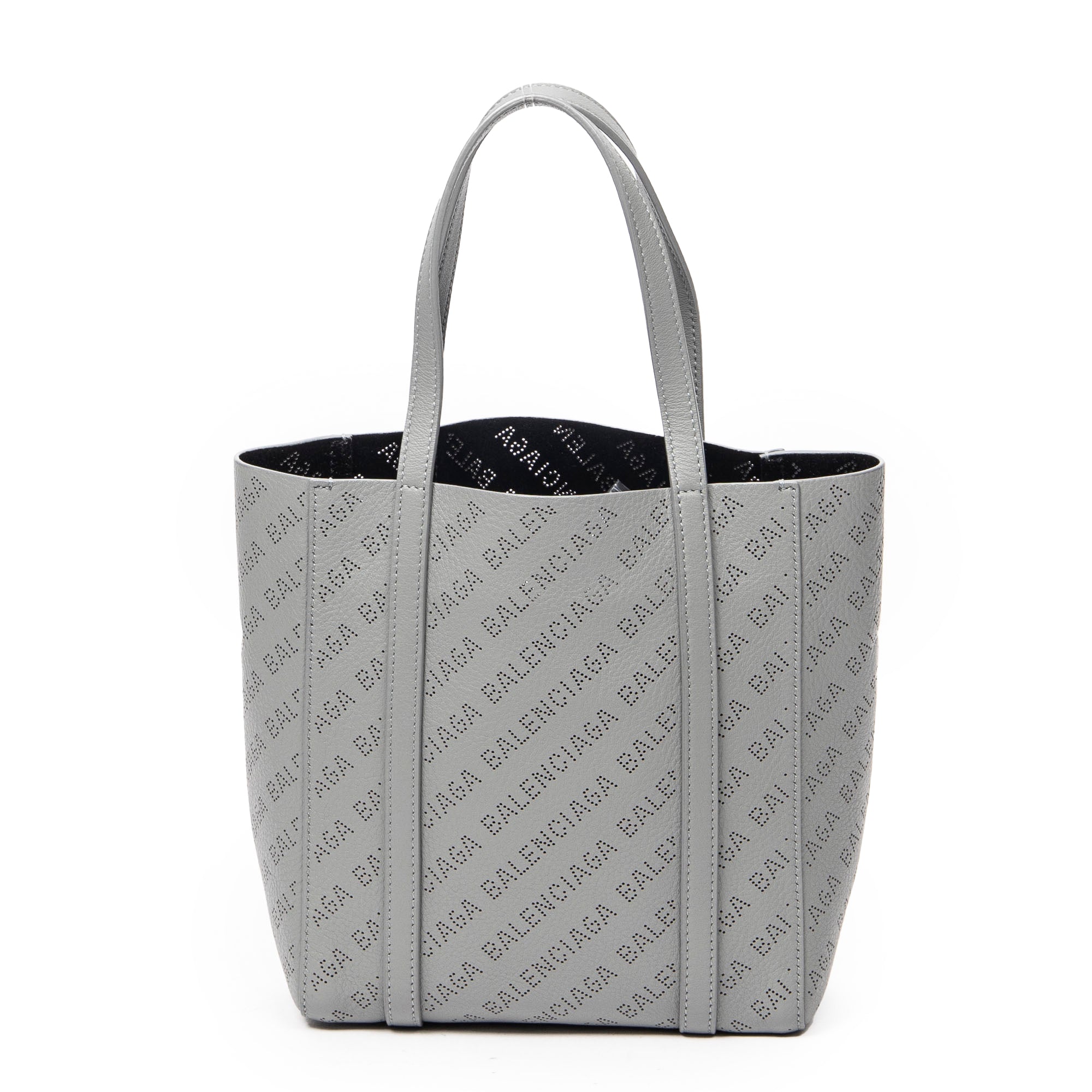 Bolso de hombro XXS Everyday Tote Piel gris con logo perforado