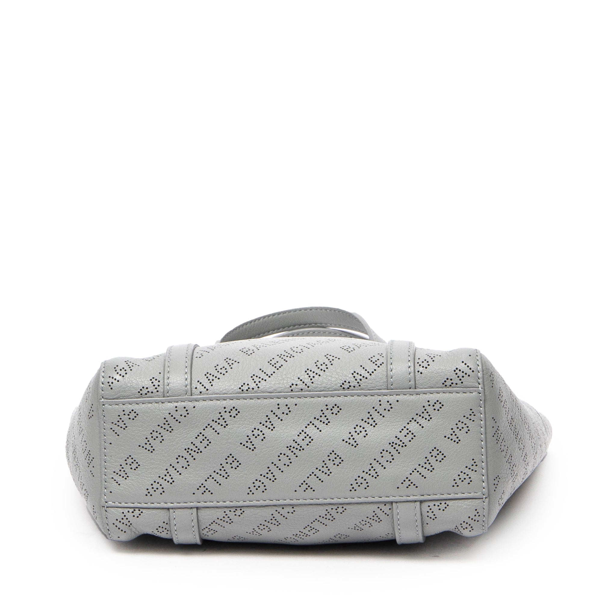 Bolso de hombro XXS Everyday Tote Piel gris con logo perforado