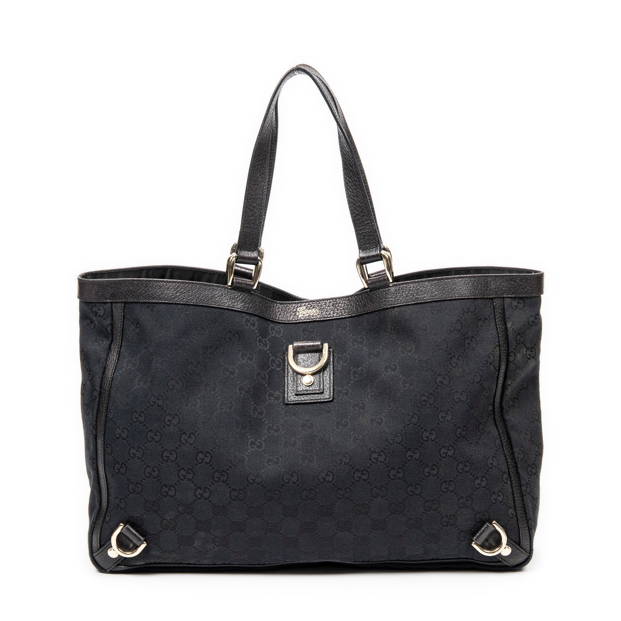 Shoulder Bag Large 3 D-Rings Abbey Shopper Black Monogrammed Canvas