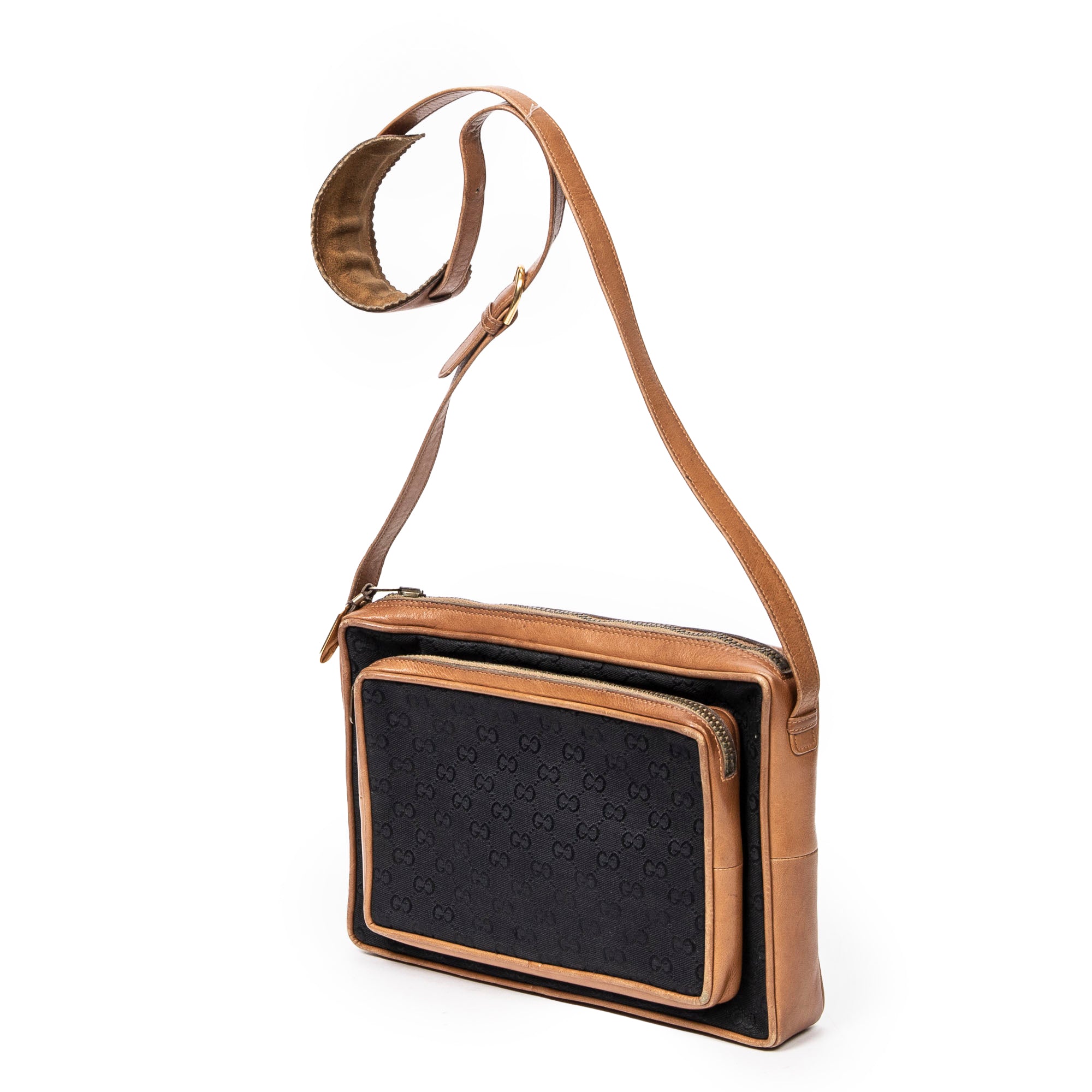 Shoulder Bag Vintage Rectangular Zip Shoulder Bag Brown Monogrammed Canvas