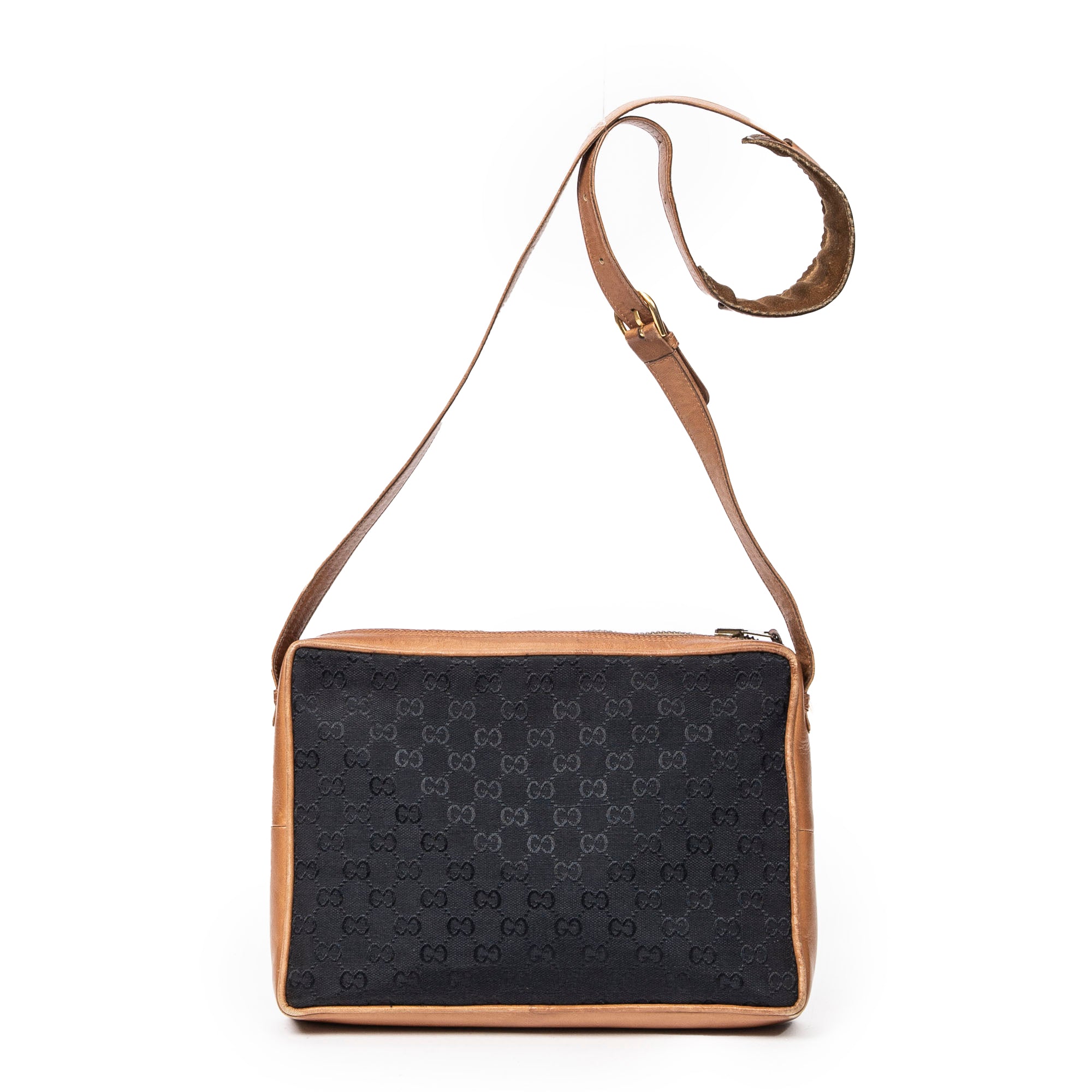Shoulder Bag Vintage Rectangular Zip Shoulder Bag Brown Monogrammed Canvas