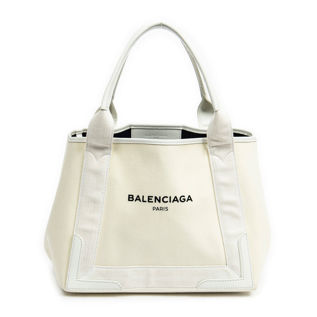 Shoulder Bag Small Navy Cabas Ivory Canvas