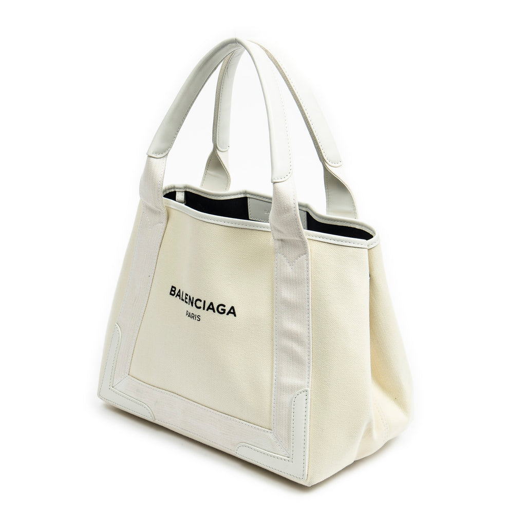 Shoulder Bag Small Navy Cabas Ivory Canvas