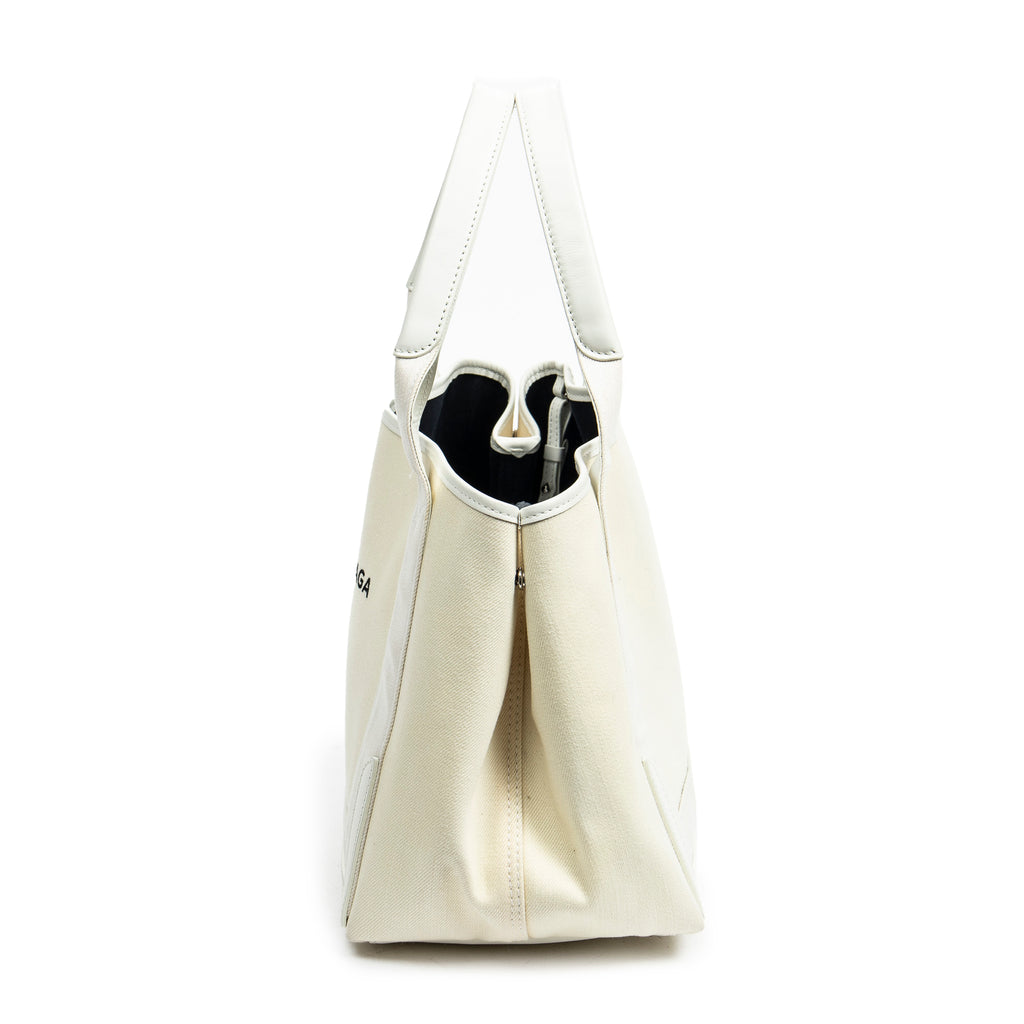 Shoulder Bag Small Navy Cabas Ivory Canvas
