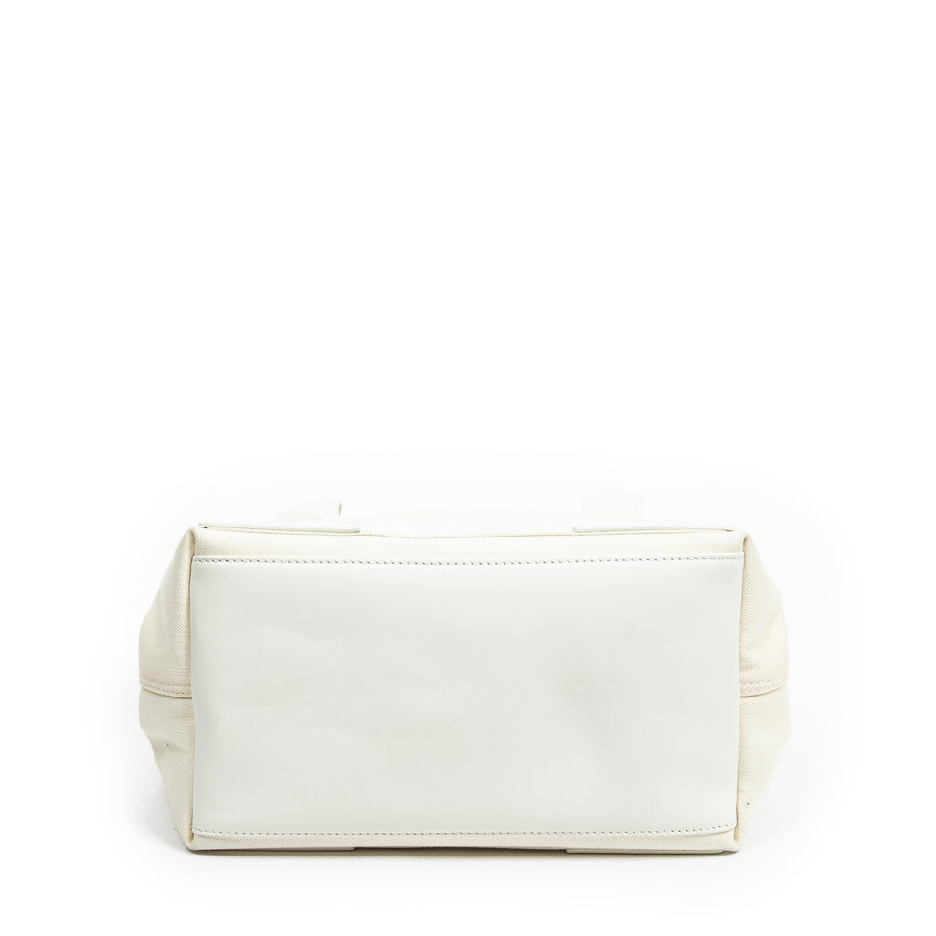 Shoulder Bag Small Navy Cabas Ivory Canvas