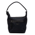 Handbag Front Pocket Zip Hobo Black Monogrammed Canvas