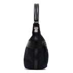 Handbag Front Pocket Zip Hobo Black Monogrammed Canvas