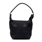 Handbag Front Pocket Zip Hobo Black Monogrammed Canvas