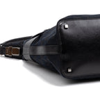 Handbag Front Pocket Zip Hobo Black Monogrammed Canvas