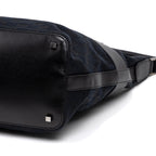 Handbag Front Pocket Zip Hobo Black Monogrammed Canvas