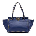 Handbag Convertible Rockstud Trapeze Tote Royal Blue Studded Calfskin Leather