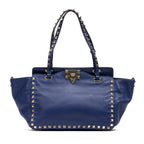 Handbag Convertible Rockstud Trapeze Tote Royal Blue Studded Calfskin Leather