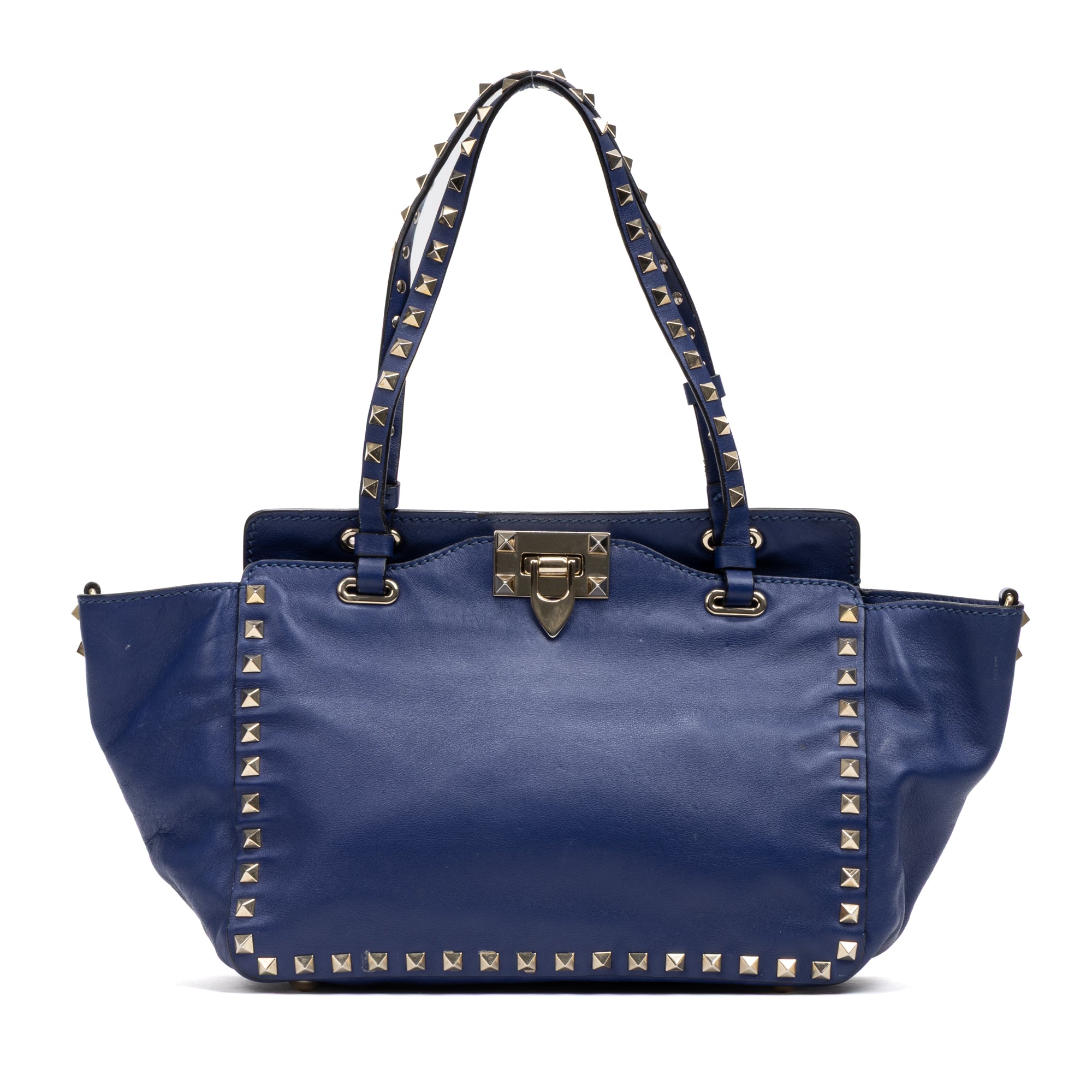 Handbag Convertible Rockstud Trapeze Tote Royal Blue Studded Calfskin Leather
